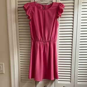Socialite Ruffle Sleeve Mini Dress elastic waste in Pink, XS